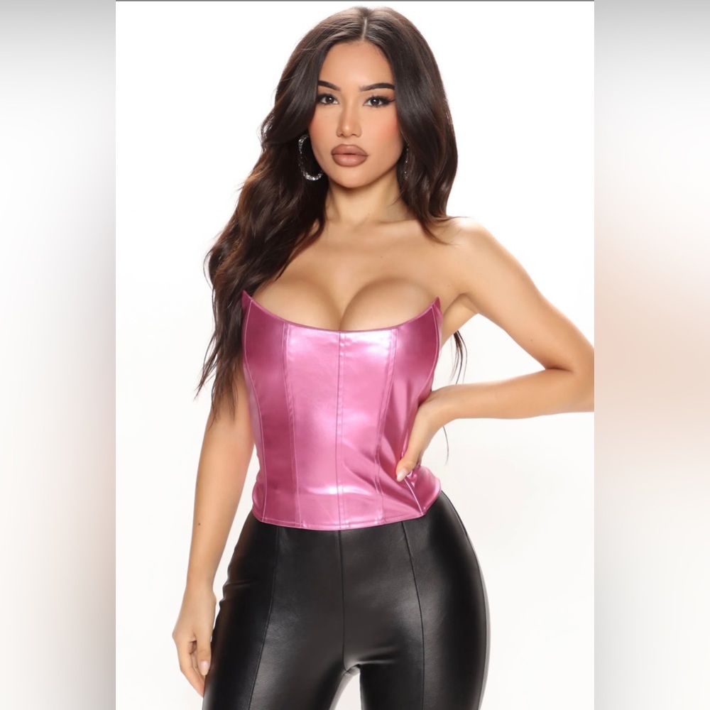 FashionNova Pink Metallic Corset Top